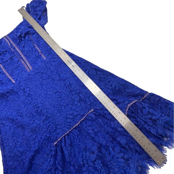 BEBE Cobalt Blue Lace CORSET Inspired Off the Shoulder DRESS - Picture 14 of 15